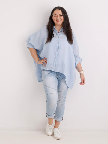 Oversize Leinen-Bluse MAGGIE.S Gr. 40-50