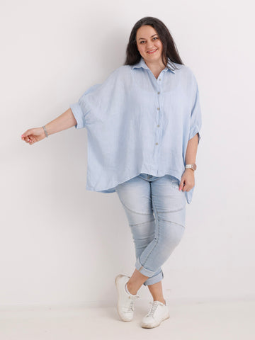Oversize Leinen-Bluse MAGGIE.S Gr. 40-50