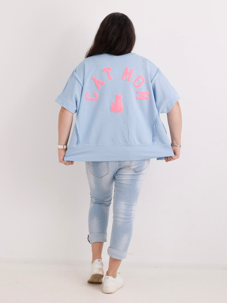 Kurzarm-Sweatshirt CATMOM.S – One Size Gr. 38-48