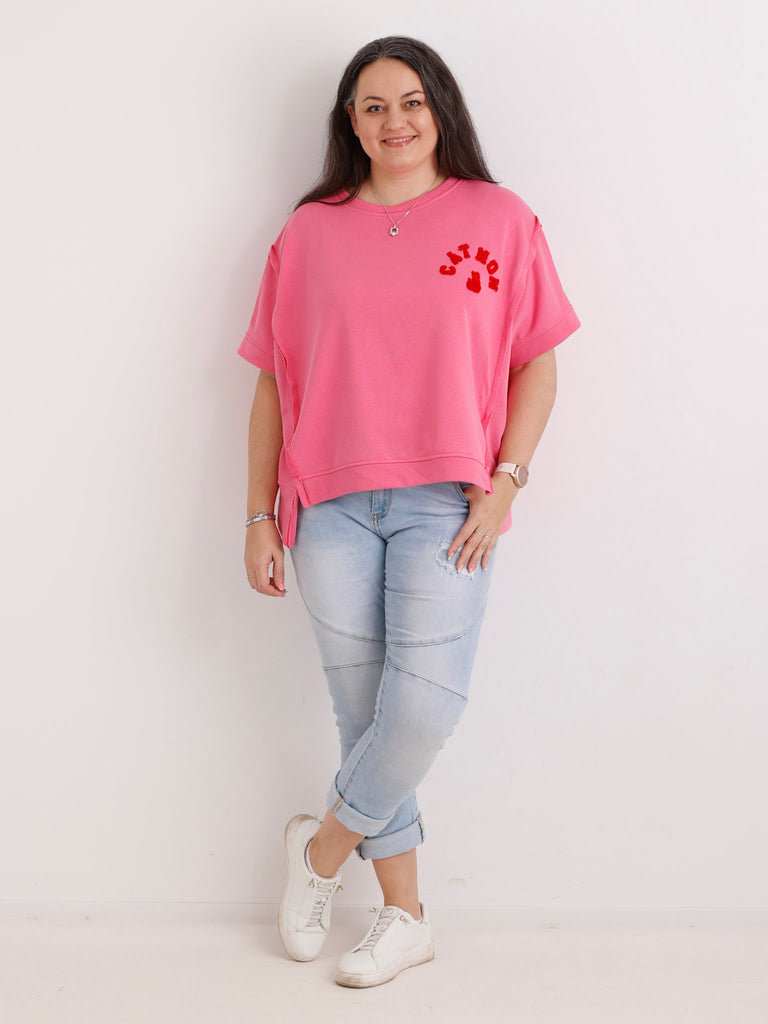 Kurzarm-Sweatshirt CATMOM.S – One Size Gr. 38-48