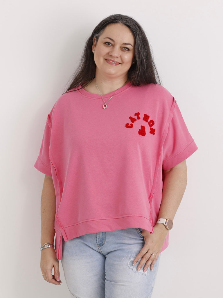 Kurzarm-Sweatshirt CATMOM.S – One Size Gr. 38-48