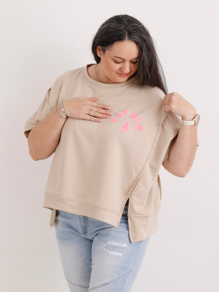Kurzarm-Sweatshirt CATMOM.S – One Size Gr. 38-48