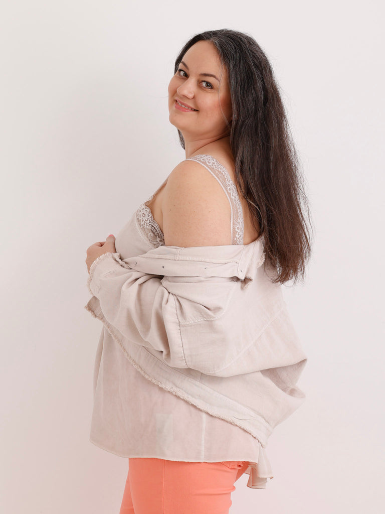 Curvy Viskose Top FELINA.S – A-Linie mit Spitze – Gr. 42-48