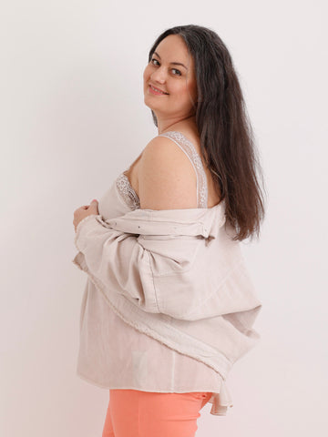 Curvy Viskose Top FELINA.S – A-Linie mit Spitze – Gr. 42-48