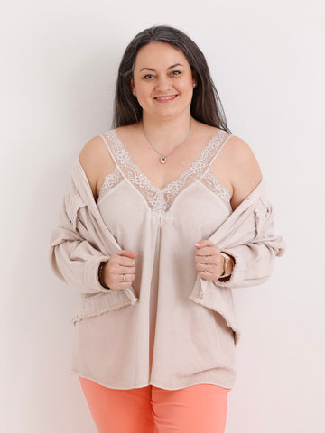 Curvy Viskose Top FELINA.S – A-Linie mit Spitze – Gr. 42-48