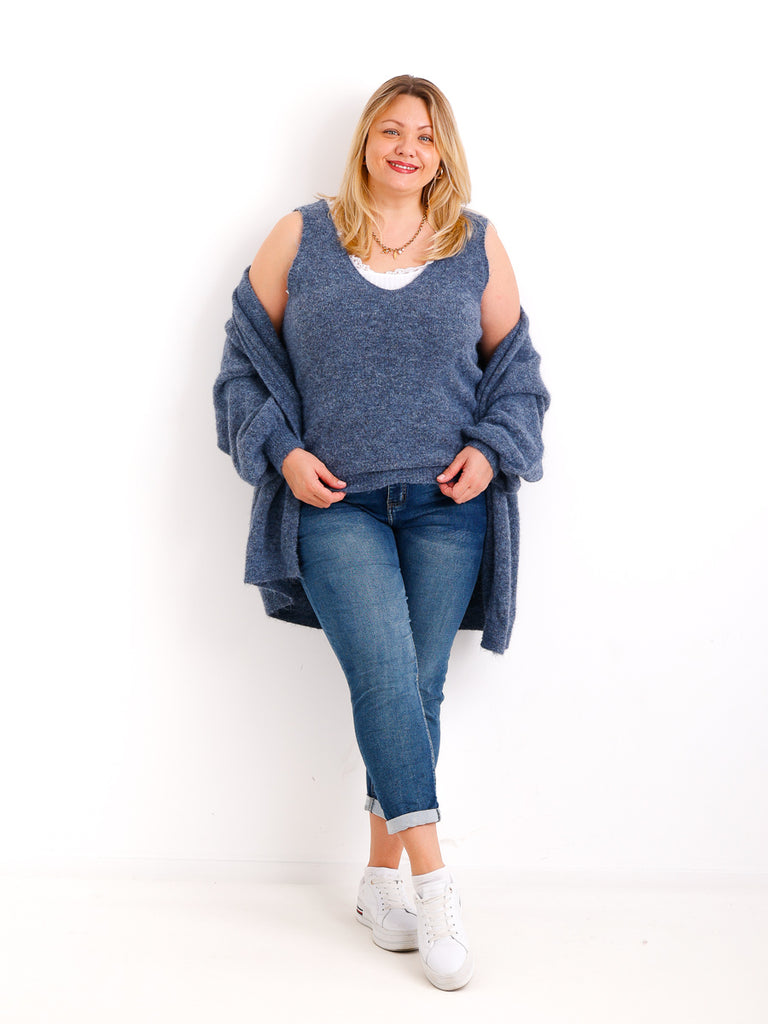 THEA Curvy Size - Strickjacke mit Stricktop - verschiedene Farben