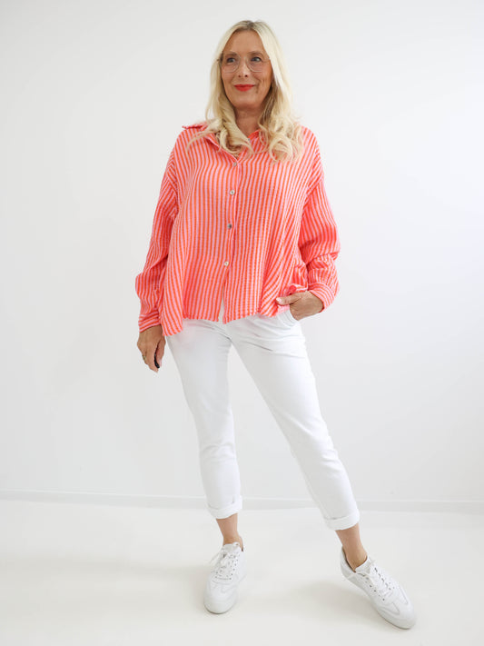 ANNA Oversize Musselin Bluse - verschiedene  Farben - gestreift
