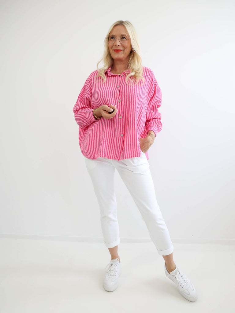 ANNA Oversize Musselin Bluse - verschiedene  Farben - gestreift
