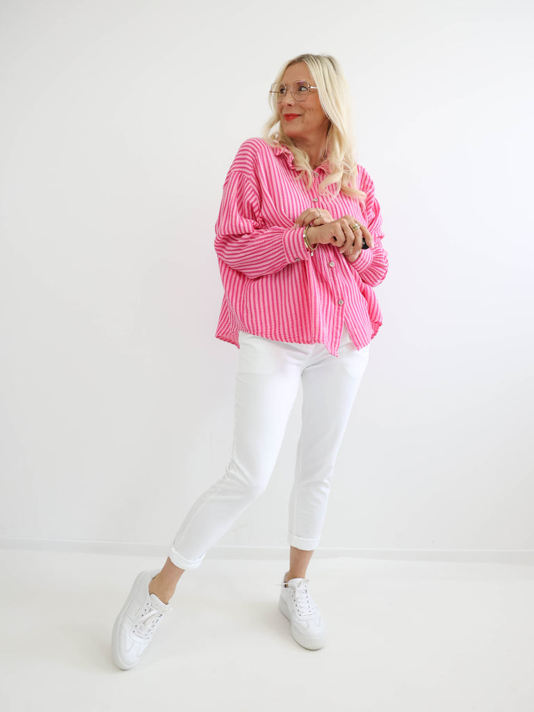 ANNA Oversize Musselin Bluse - verschiedene  Farben - gestreift