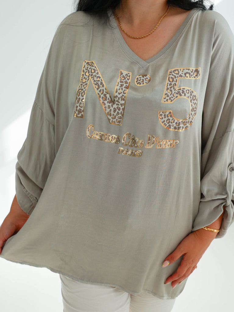 CANDY Plus Size Satin Longsleeve - taupe