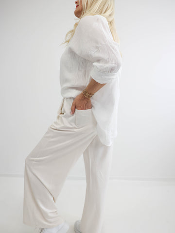 JOHANN Sweat Marlenehose  - offwhite