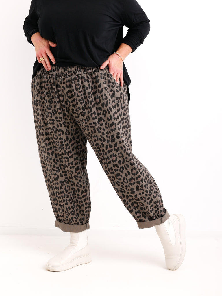 TOM Curvy Size Hose leo - taupe / schwarz