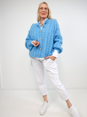 JENNY Oversize Strickjacke - himmelblau