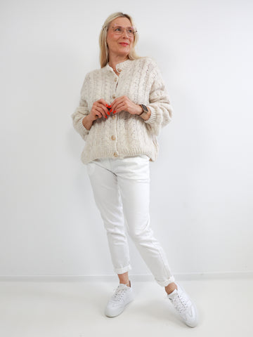 JENNY Oversize Strickjacke - ecru