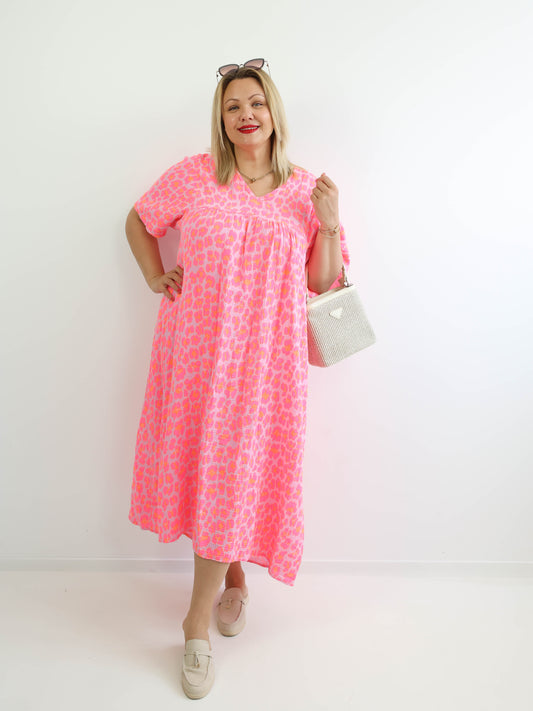 BEA XXL Musselin Maxikleid - leo
