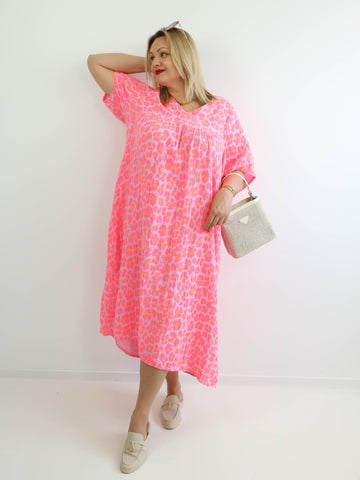 BEA XXL Musselin Maxikleid - leo