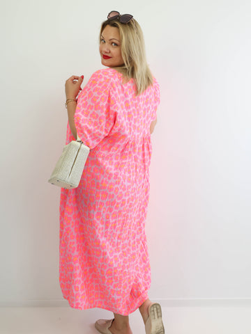 BEA XXL Musselin Maxikleid - leo