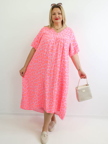 BEA XXL Musselin Maxikleid - leo