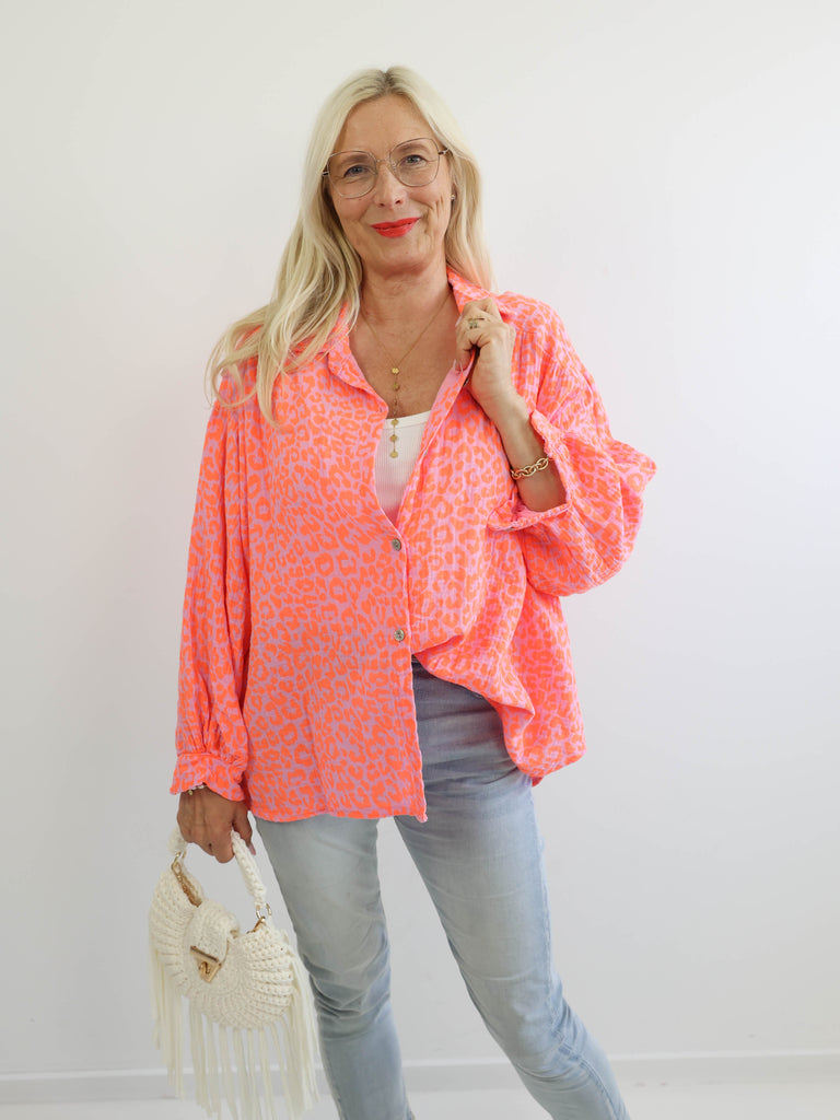 ELLA Oversize Musselin Bluse - leo - verschiedene Farben