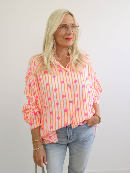 HEARTS Oversize Musselin Bluse