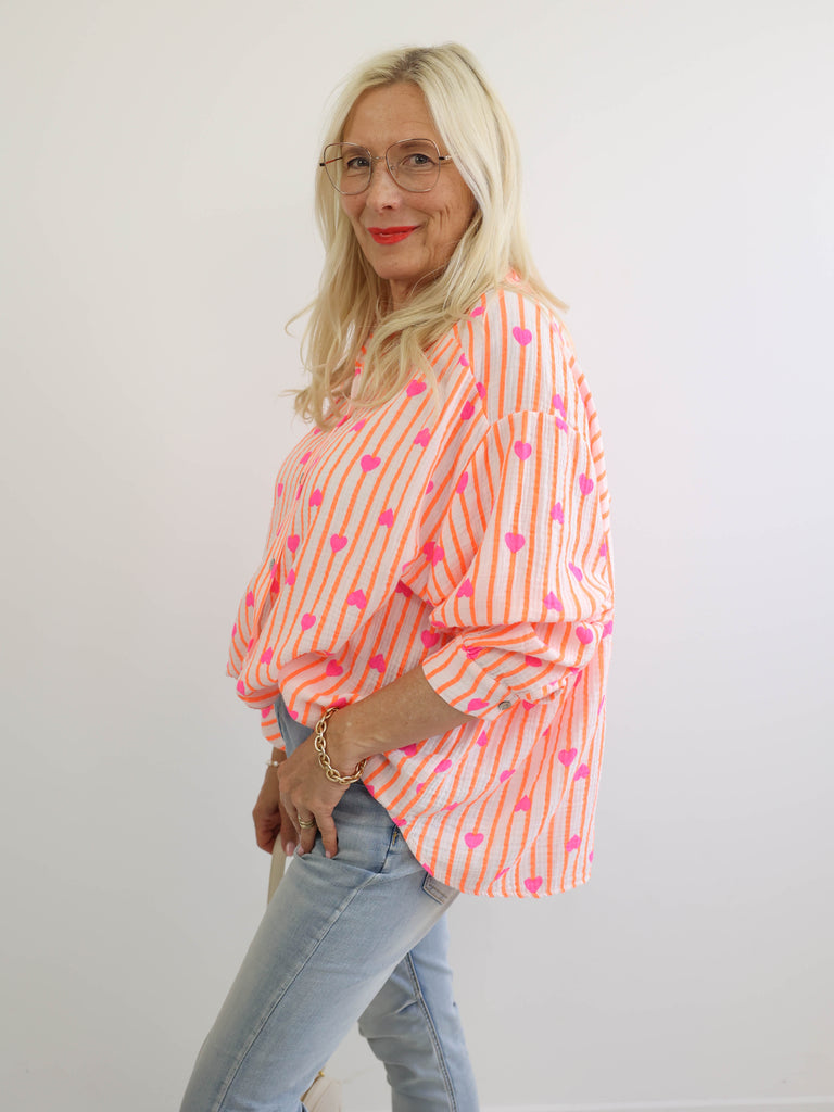 HEARTS Oversize Musselin Bluse