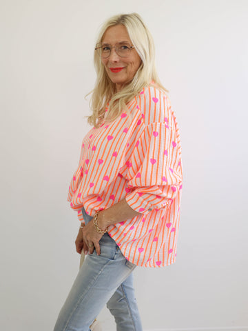 HEARTS Oversize Musselin Bluse