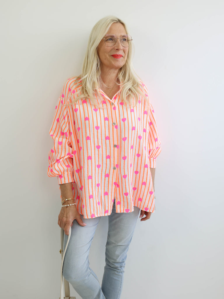 HEARTS Oversize Musselin Bluse