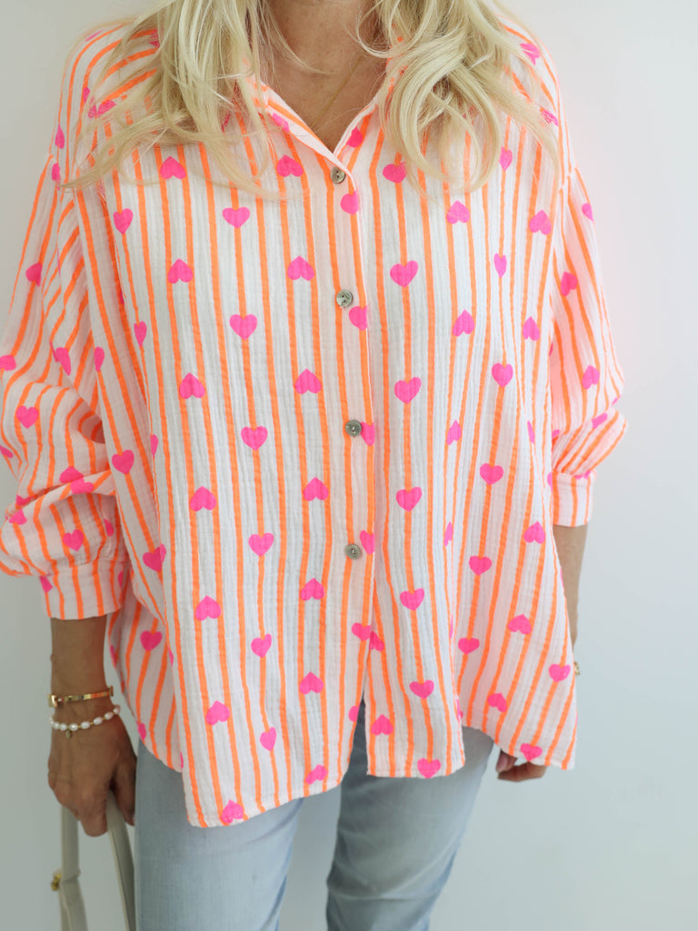 HEARTS Oversize Musselin Bluse