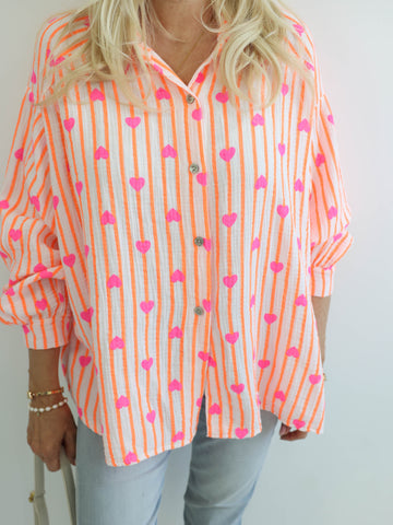 HEARTS Oversize Musselin Bluse