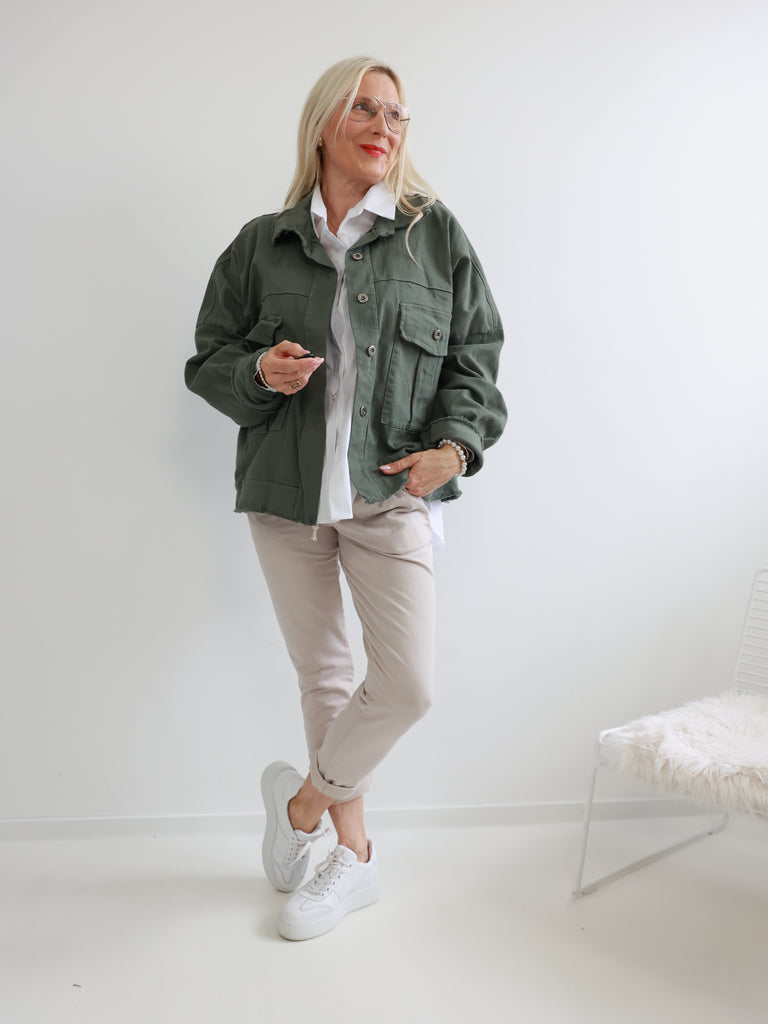 MABEL Jeansjacke Plus Size - khaki