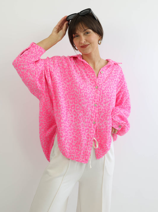 ELLA Oversize Musselin Bluse - leo - verschiedene Farben