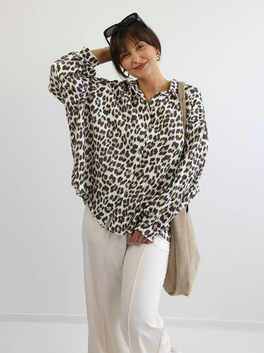 BEATE Bluse - schoko - leo