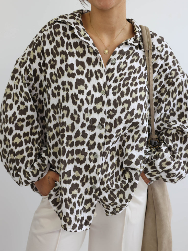 BEATE Bluse - schoko - leo