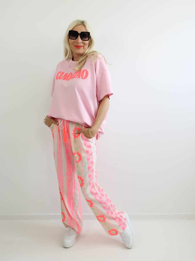 MAILA Oversize Kurzarm Sweatshirt - rosa