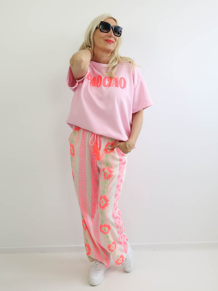 MAILA Oversize Kurzarm Sweatshirt - rosa