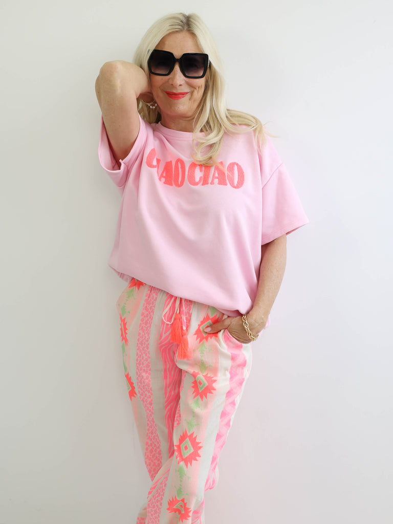 MAILA Oversize Kurzarm Sweatshirt - rosa