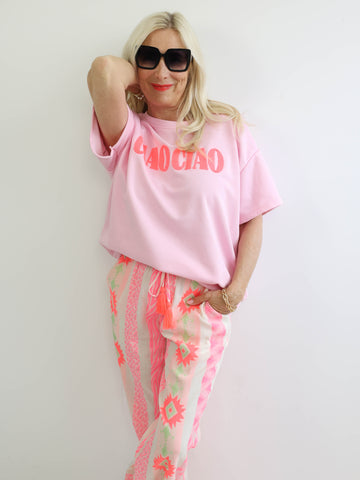 MAILA Oversize Kurzarm Sweatshirt - rosa