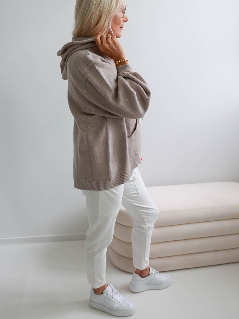 EMILIA Feinstrick Hoodie - beige