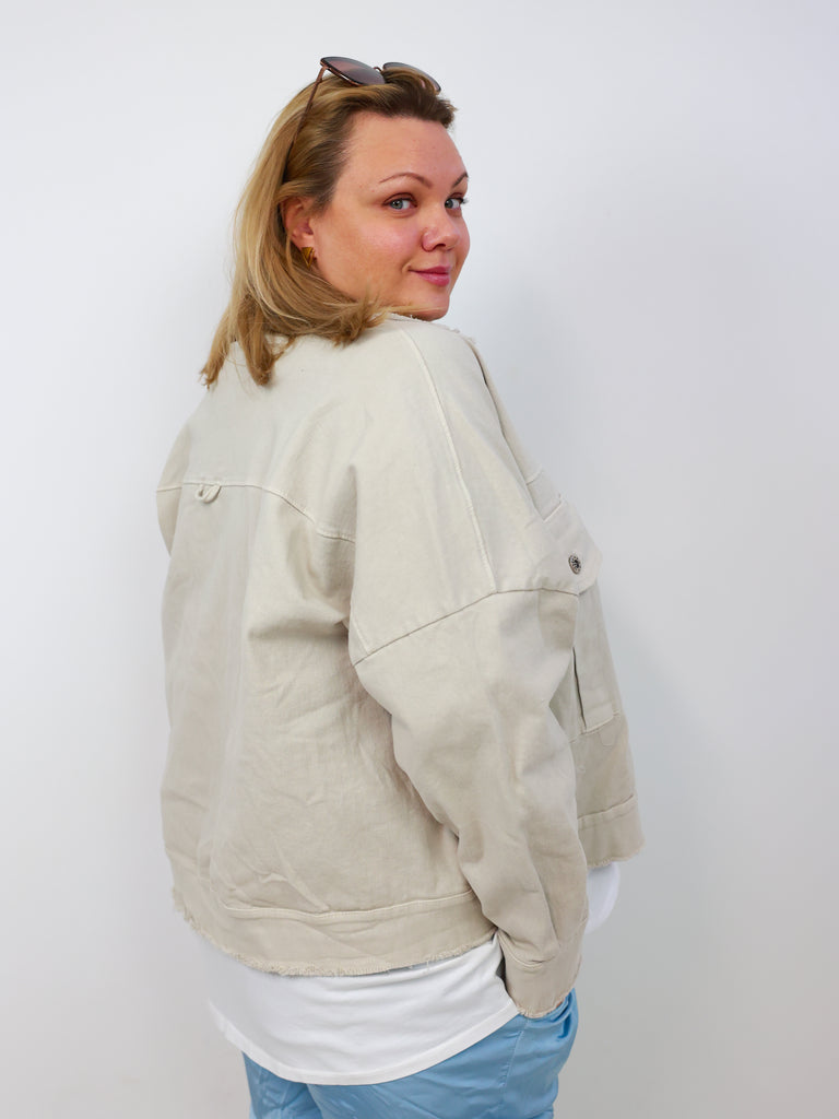 MABEL Jeansjacke Plus Size - beige