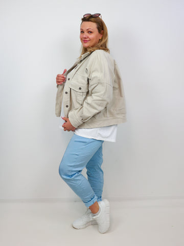 MABEL Jeansjacke Plus Size - beige