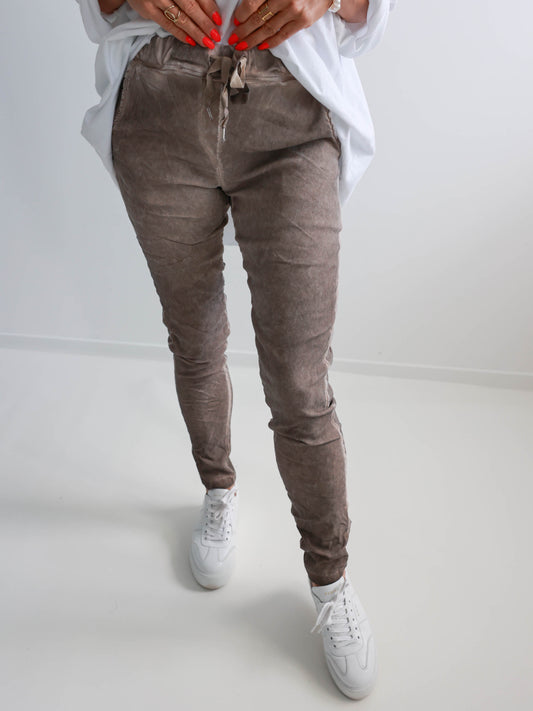 RICHARD Velvet Jogpants - taupe