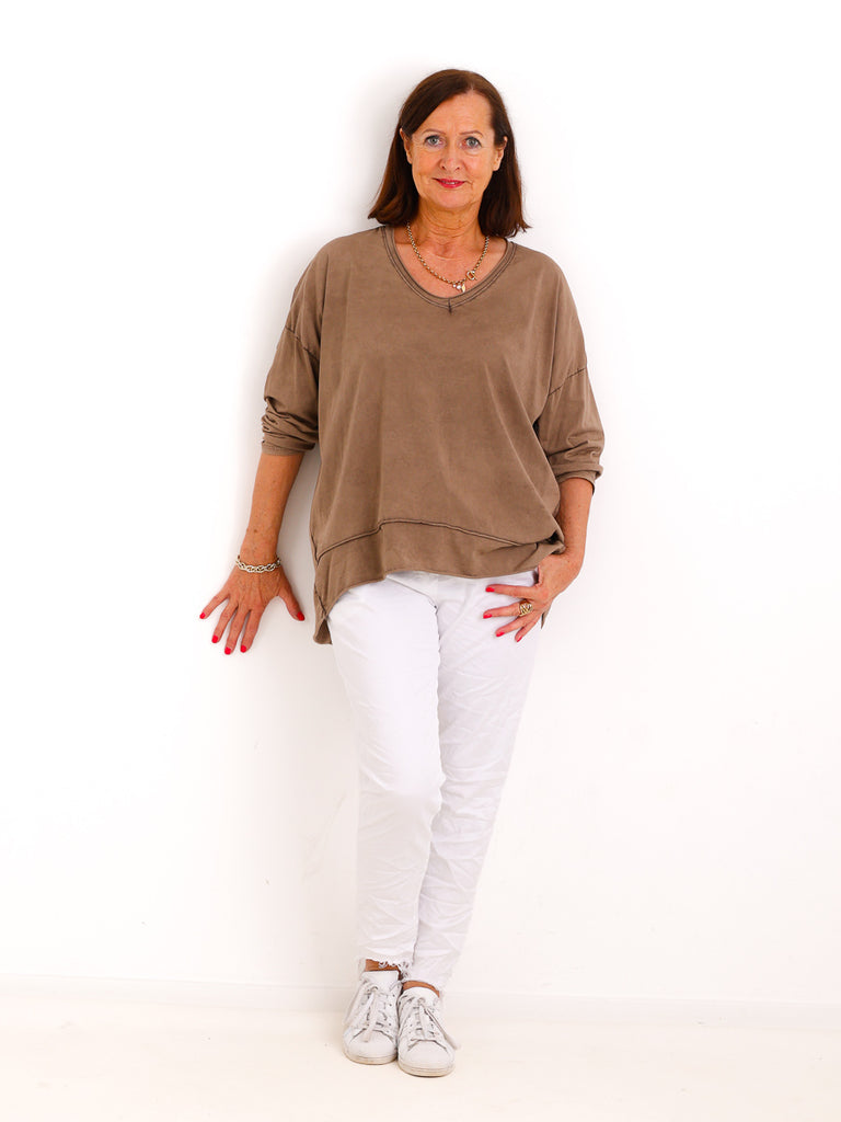 Oversize Longleeve MIRALOU – Leichte Baumwollqualität mit verlängerter Rückenpartie – Gr. 38–44