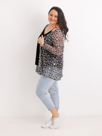 Mesh-Cardigan SONJA.S – Leichter Leo-Überwurf – Gr. 44 bis 48/50