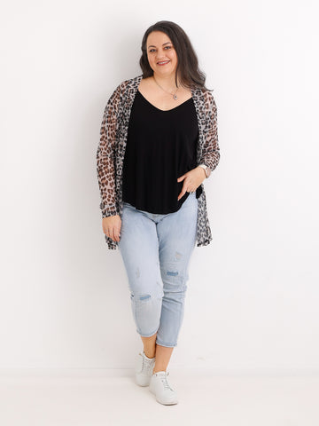 Mesh-Cardigan SONJA.S – Leichter Leo-Überwurf – Gr. 44 bis 48/50