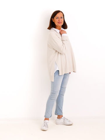 Oversize Strickpullover CYNTHIA.S – Leichter Feinstrick mit Herzdetail – Gr. 38–44