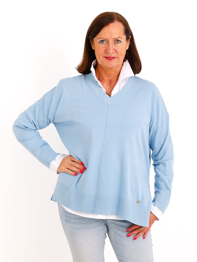 Oversize Strickpullover CYNTHIA.S – Leichter Feinstrick mit Herzdetail – Gr. 38–44