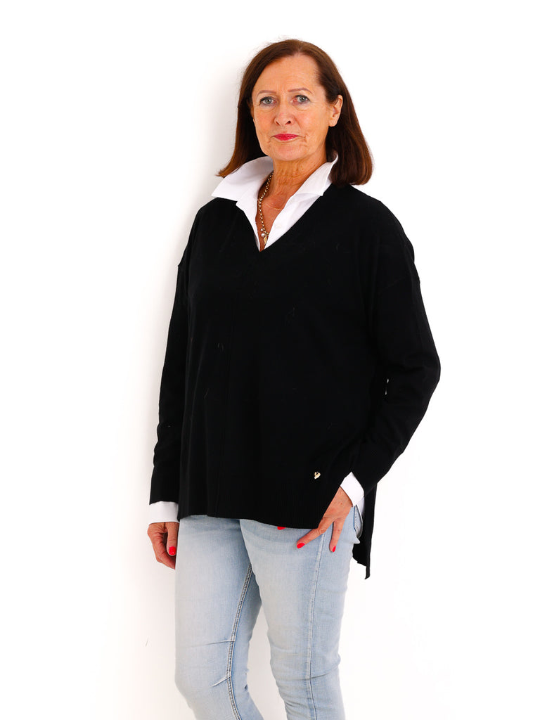 Oversize Strickpullover CYNTHIA.S – Leichter Feinstrick mit Herzdetail – Gr. 38–44