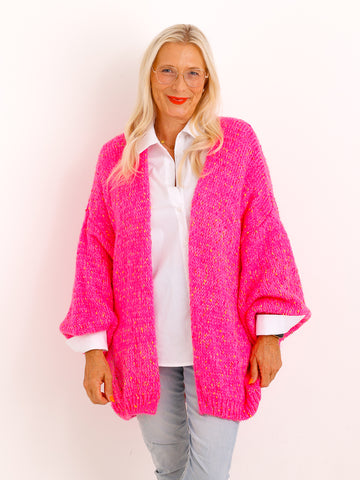 Oversize-Strickjacke ANGIE.S – Flauschiger Konfetti-Strick – Gr. 38–48