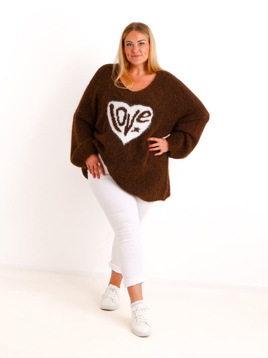 Curvy Pullover LUNESSA – Lässiger Longstyle mit Herz-Motiv – Gr. 42–50