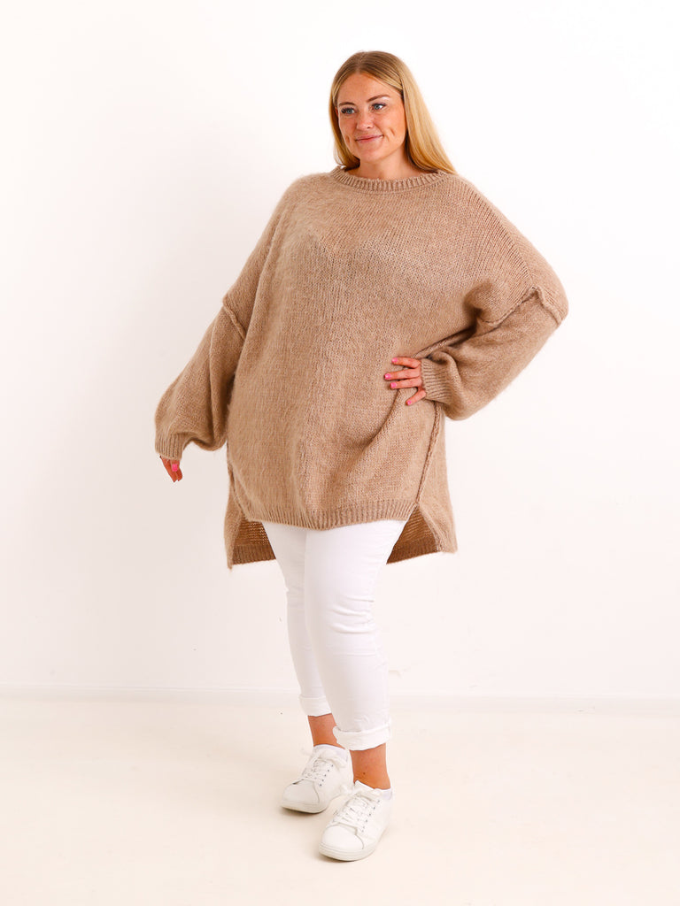 Curvy Pullover VALURA – Extra langer Oversize-Schnitt mit Inside-Out-Nähten – Gr. 48–56
